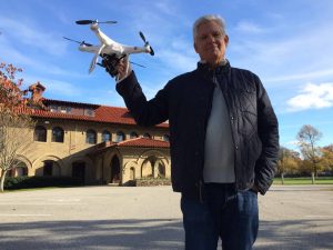 John Rice shooting aerial shots with Go Pro drone